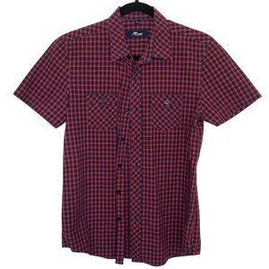 Men's Slim-Fit Short-Sleeve Plaid Shirt SZ M